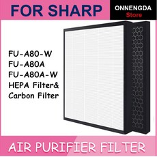 샤프 FZ A80SFE/FU A80 W /FU A80A FU A80A W/FZ A80HFU 공기 청정기 부품에 대 한 2PCS FU A80JW 교체 HEPA 탄소 필터|공기 청, 1개, WHITE, 단일