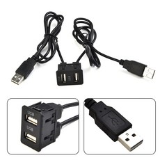 자동차부품 100CM 자동차 대시 플러시 마운트 AUX USB 포트 패널 도요타 호환 미쓰비시 용 자동 보트 듀얼 연장 케이블 어댑터, 한개옵션0, 1개