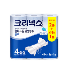 크리넥스 빨아쓰는 위생행주 블루 45매 2+1롤, 3개, 45개입