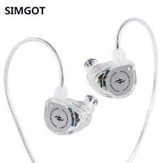 SIMGOT EW100 DSP Type-C 헤드폰 마이크 10MM 듀얼 캐비티 다이내믹 드라이브 및 LCP 진막 결정 보정도 사운드 IEM 헤드폰 2PIN 이동식 헤드폰