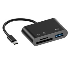 TF 카드 리더 다기능 OTG Type-C USB Micro B 핸드헬드 카드 리더 데스크톱 컴퓨터용 빠른 데이터 전송, C 형 블랙 타입, 1개