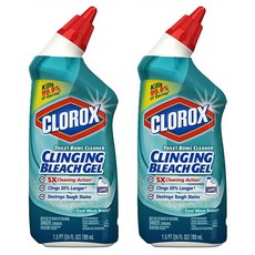 Clorox Toilet Bowl Cleaner Clinging Bleach Gel 클로락스 변기 클리너 젤 쿨 웨이브 향 709ml 2통, 2개