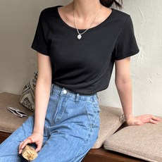 데일리앤 리커버 여성 기본 골지 스판 레이온 얇은 봄 여름 반팔 티셔츠