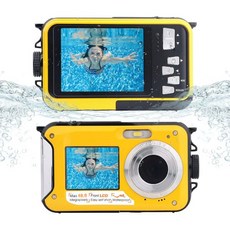 방수 디지털카메라 셀카 소형 프로 수중 디지털 카메라 스노클링용 2.7K 48MP Full HD Under Water 카메라셀카 듀얼 스크린 포함 10FT 카메라바캉스용 사진