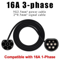 32A 3 상 22KW EV 충전기 케이블 유형 2 IEC62196-2 EVSE 키트 충전 스테이션 커넥터 전기, [02] 16A 3Phase 5M, [01] Type2, 1개, 2.16A 3Phase 5M - Type2