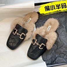 여성 태슬 털 퍼 뽀글이 블로퍼 뮬 겨울