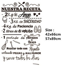 냉장고 스티커 창 벽 장식 레시피 주방 NUESTRA 이동식 비닐 데칼 RU186 스페인어 레스토랑 RECETA, 42x66cm, 604 yellow