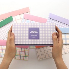 핑크풋 10000 체크 가로 봉투 8종 x 12p 세트, 혼합색상, 1세트