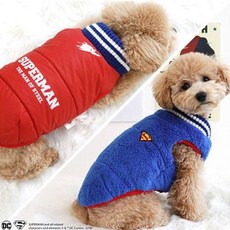 UHP389499패리스독 슈퍼맨 양면 패딩 애견 겨울옷 민소매 티셔츠 애견의류 자켓 후드티 원피스 애견용품, S
