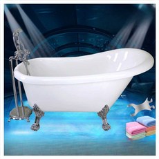 프리스탠딩 욕조 (1.4m)이동식 인조대리석 세라믹, 흰색 욕조 ABS 실버 피트 1.4m