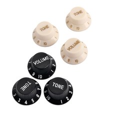 shangren 6pcs 일렉트릭베이스 기타 볼륨 톤 컨트롤 노브 돔 노브, 설명, 플라스틱, 화이트 블랙, 1개