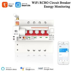 가스밸브 조절기 차단기 중간밸브 투야 스마트 라이프 앱 RCBO 회로 전력 모니터링 4P 와이파이, 1개, 3. 4P 80A