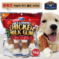 벨버드 코스트코 치킨밀크껌 1kg_애견간식_대형견껌_개껌_벨버드껌_강아지껌, 벨버드 치킨밀크껌_(대형)_12cm - 코스트코개껌