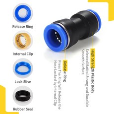 공압 푸시 인 피팅 동일 유니온 스트레이트 엘보 티 크로스 에어 커넥터 4mm 6mm 8mm 10mm 12mm 14mm 16mm, 01 PU_02 6mm, 1개