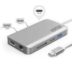 에스컴퍼니 에스컴[USB-C 디지털 AV 멀티 포트 어댑터 AVOTCH USB C 허브 3.1 형 HDMI VGA 듀얼 스크린 디스플레이 출력 카드 리더기 2 개의 3.0 및 기가비트 이더넷 어댑터-회색], 현재상품선택, USB-C 디지털 AV 다중 포트 어댑터-회색