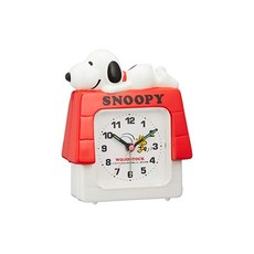 SNOOPY (스누피) 알람시계 캐릭터 아날로그 R551 전자음 3D 백색 리듬 (RHYTHM) 4SE551MS03