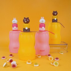 라인프렌즈 실리콘 워터백 브라운 코니 물병 캠핑물통 어린이 초등학생물통 접이식 야외보틀 어린이워터백, 브라운 워터백 x 2개