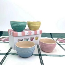 르쿠르제 소르베 11cm 밥그릇 아이스크림 색상 4종 세트 접시 그릇 마카롱 밥공기, 마카롱 컬러 4 종 세트 4 개들이