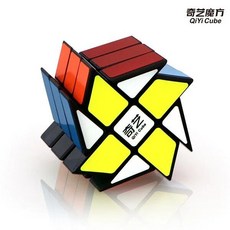 간 간즈 GAN Qiyi 3x3 윈드밀 큐브 매직 퍼즐 브레인 티저 브러시 스티커 교육용 블랙 트위스트 스티커리스 장난감 어린이용 최신 56mm, black, 1개