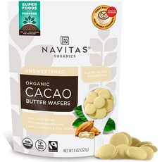 Navitas Organics 카카오 버터 웨이퍼 226.8g(8oz) — GMO 프리 공정무역 글루텐 프리