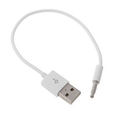 Apple iPod Shuffle 용 USB 3.5mm 데이터 동기화 충전 케이블 어댑터 2nd, 하얀색, 1개