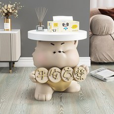 사이드 테이블 고양이 착지 장식품 가정 액세서리 거실 텔레비전 캐비닛 소파 옆 탁자 협탁 개업 선물, 골드 높이 45cm