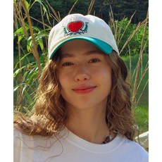 론론 RONRON HEART LAUREL BALL CAP CREAM GREEN