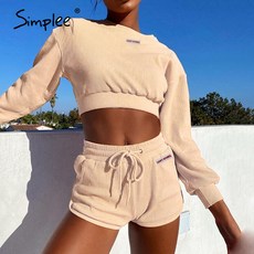 여성복 Simplee Spring sexy short sports casual suit for women Cozy o neck long sheelv [G00114208]