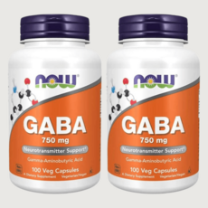 가바 GABA 감마아미노뷰티르산 750mg 100 베지 캡슐 (2팩), GABA 750mg 100Vcaps(2팩)