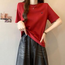 뉴욕멋쟁이 큐트 하트자수 반팔라운드티