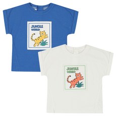아가방 중계점*BEST* 지토 롤업 티셔츠 2Color (WHITE BLUE) *24년 여름신상* 호랑이 캐릭터 디자인 소매 롤업 반팔티셔츠