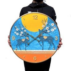 데코스토리 풍수에 좋은 보기 편한 그림있는 벽시계 대형 60CM 그림액자시계, 꽃사슴