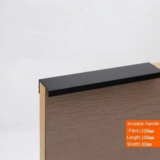프리미엄 계단 손잡이WV 실버 숨겨진 캐비닛 핸들 블랙 현대 직각 미니멀리스트 서랍 옷장 부엌 문 보이지, 11. 150mm-Black, 1개