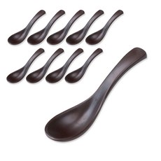 키치노 YK 우동 스푼 10P 비쥬 멜라민 업소용 국물 수저, 1세트, 10개, YK비쥬824우동스푼 브라운