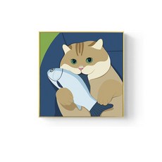 뷰넷 감성 고양이 팝아트 그림 B YBW9318, 골드