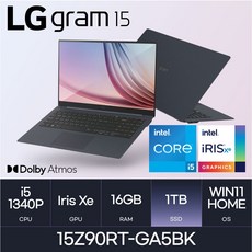 LG전자 그램15 15Z90RT-GA5BK, WIN11 Home, 16GB, 1TB, 코어i5, 블루