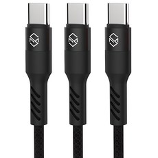 신지모루 로프 C타입 고속충전 케이블, 1m, 블랙, 3개