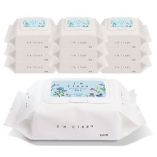 K [아임클린] 도톰한 50g 엠보싱 물티슈 100매 10입 캡형