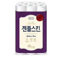 코디 젠틀스킨 40m*30롤 도톰하고 먼지 없는 무형광 천연펄프_nsmc 롤화장지, 40m, 30롤, 1개