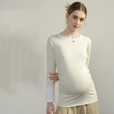 패션 임산부 이너 티셔츠 빅사이즈 겨울 임부복 긴팔티 캐주얼 라운드 소프트 임부 긴팔 티셔츠 YJW