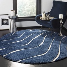 NMT 플로리다 로빙 SG472-6511 추상 파도 질감 1.18 인치 두꺼 [4 Round- Dark Blue／Cream] - P075307QFC5PZS1, 4 Round- Dark Blue／Cream
