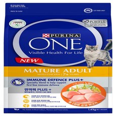  퓨리나 원 캣 7세이상 시니어 노령묘 치킨 사료 1.4kg, 4세트 