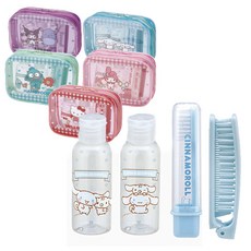 산리오 캐릭터 트래블세트 여행용 키트 / 파우치 샴푸병2p 빗 칫솔 / 헬로키티 마이멜로디 쿠로미 시나모롤 한교동, 트레블세트 시나모롤, 1개
