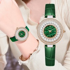 호연지기킹 브랜드 럭셔리 패션 캐주얼 고유 레이디큐빅 시계 여자손목 시계 가죽밴드 쿼츠 방수 세련된 디자인 유럽인기템 HO-32755