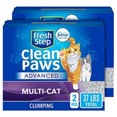 Fresh Step Advanced Clean Paws Clumping Cat Litter Fresh Step Advanced Clean Paws 덩어리진 고양이 쓰레기 냄새 조, Gray, 1개, 16.78kg