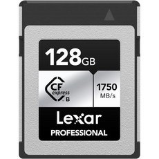사진작가 비디오그래퍼 최대 17501300MBs 8K 비디오LCXEXSL128GRNG를 위한 렉사 128GB 프로페셔널 CF익스프레스 타입 B 실버 시리즈 메모리 카드, 1개