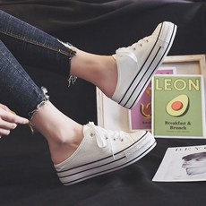 여성 통굽 뮬 스니커즈 캐주얼 슬리퍼 운동화