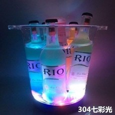 위스키얼음통 샴페인 맥주 쿨러 아크릴 LED 보냉, 색상 304 다채로운 빛 4L 배터리, 1개