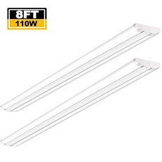NMT 110W 8FT LED 랩 어라운드 울트라 슬림 스트립 조명 12600LM 5000K 8 개 발 LED 차고 공장 조 - P041207SRC67L71, 기본, 기본