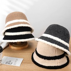 준캡 봄 가을 겨울 성인모자 두줄뽀글이 니트 모자 여성 여자 버킷햇